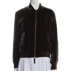 VINCE Velvet Brown Bomber Jacket